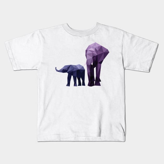 Low Poly Elephants Kids T-Shirt by DigitalShards